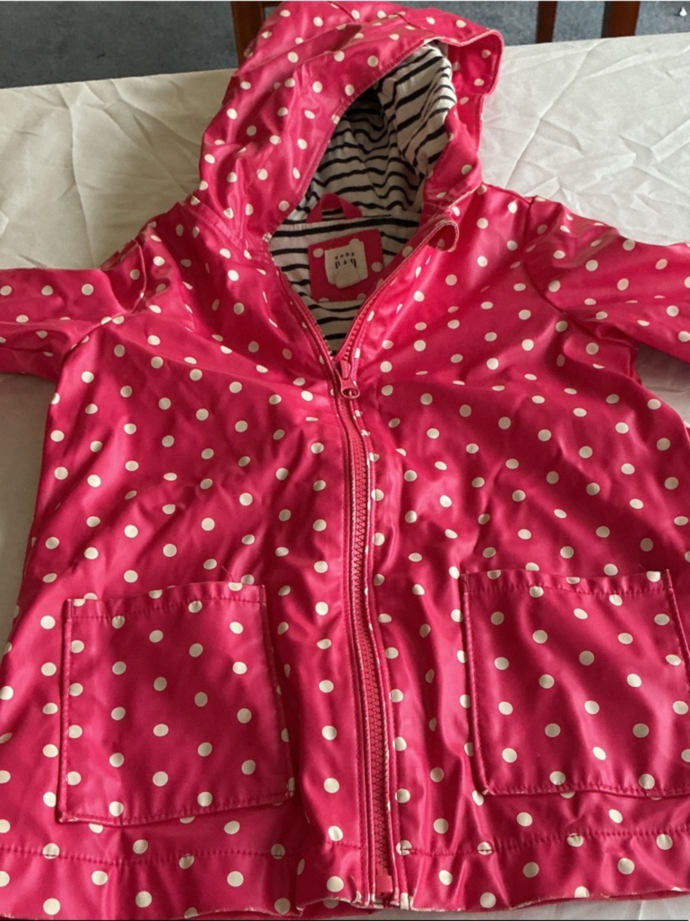 GAP Hot Pink Polka Dot Hooded Raincoat